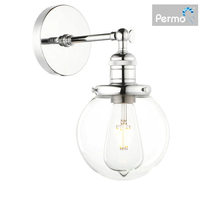 DecorBites™ Vintage Industrial Wall Sconce with 5.9" Clear Glass Globe Shade