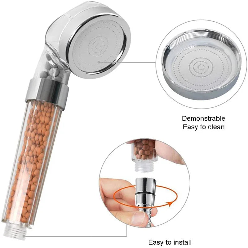 DecorBites™ Anion Spa Shower Head High Pressure Water Saving Handheld Nozzle