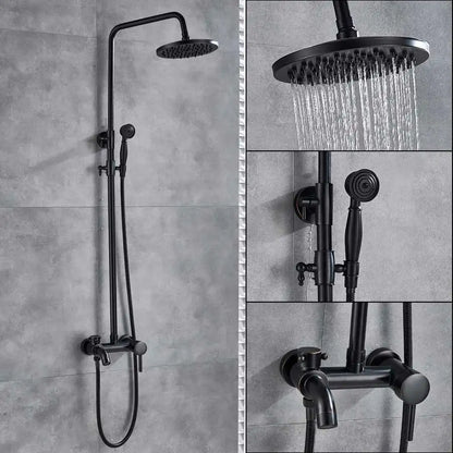 DecorBites™ Brass Rainfall Shower Faucet Single Handle Mixer Tap Wall Mount Bathroom Set