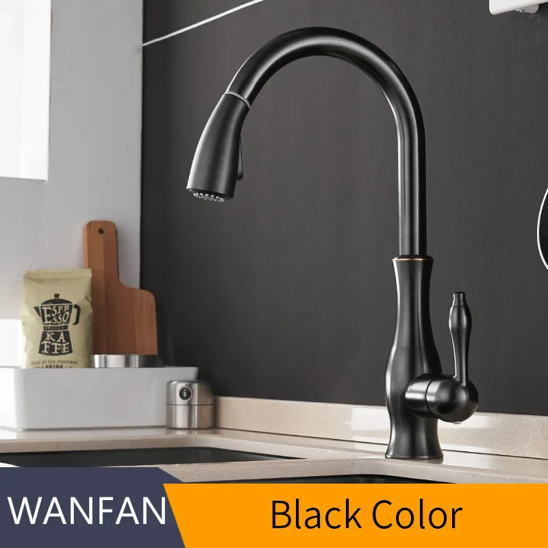 Grifo de Cocina Oro Decorbites™ Asa Única con Extracción y Giro Mezclador de Agua