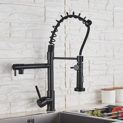 Grifo de cocina DecorBites™ de latón con caño giratorio de resorte y mezclador de agua fría y caliente