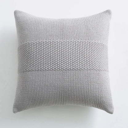 DecorBites™ Knit Cushion Cover 45x45cm Solid Cotton Pillow Pink Ivory Grey Cream