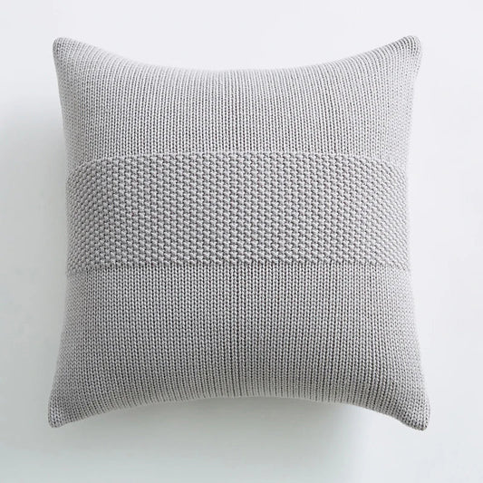 DecorBites™ Knit Cushion Cover 45x45cm Solid Cotton Pillow Pink Ivory Grey Cream