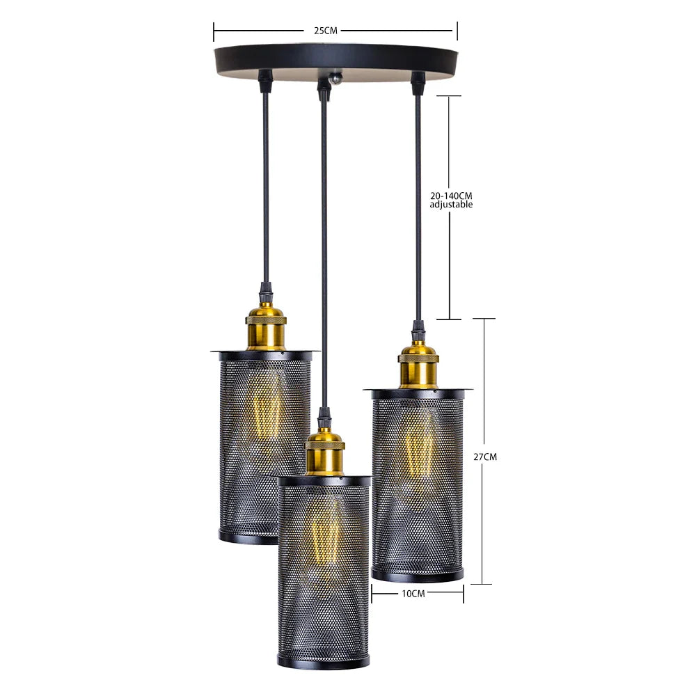 DecorBites™ Industrial Nordic Black Iron Cage Pendant Light Loft Hanging Lamp