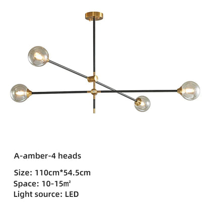 ثريا كرة زجاجية هندسية من DecorBites™: مصابيح LED معلقة بتصميم عصري لديكور أنيق