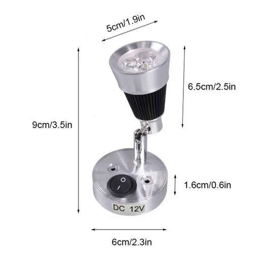 Lámpara de lectura DecorBites™ de 3 W, 3000 K, luz blanca cálida para interiores de barcos, montaje en pared flexible.