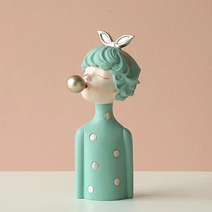 DecorBites™ Bubble Girl Resin Figurines: Modern Sweet Young Girl Decor for Home, Weddings, Birthdays