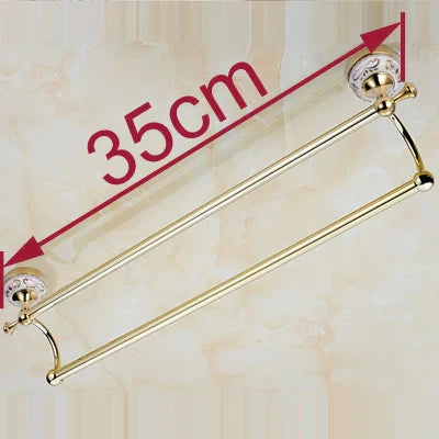 DecorBites™ قضيب منشفة مزدوج مقاس 60 سم مع لمسة نهائية من السيراميك الذهبي لإكسسوارات الحمام.