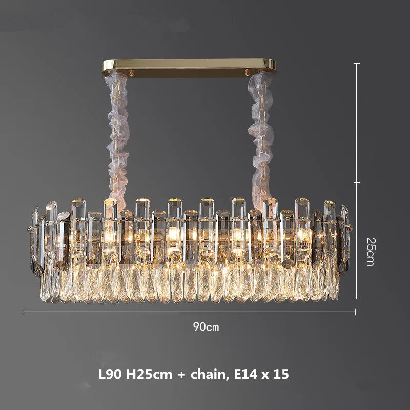 DecorBites™ Gray/Clear Crystal K9 LED Pendant Lamp for Modern Luxury Living Room
