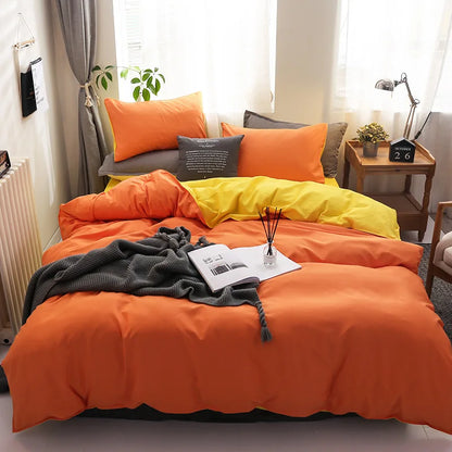 Decobites Brushed Duvet Cover Set, Solid Orange Red, Luxury Hotel Bedding Set