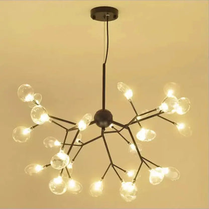 DecorBites™ Heracleum Firefly Glass Ball Chandelier: Gold Luxury Lighting for Dining Kitchen Staircase