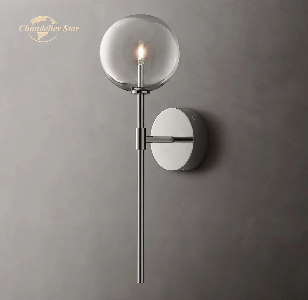 DecorBites™ LED Glass Globe Wall Sconce Modern Indoor Light Fixture Decoration Bedroom Living Room