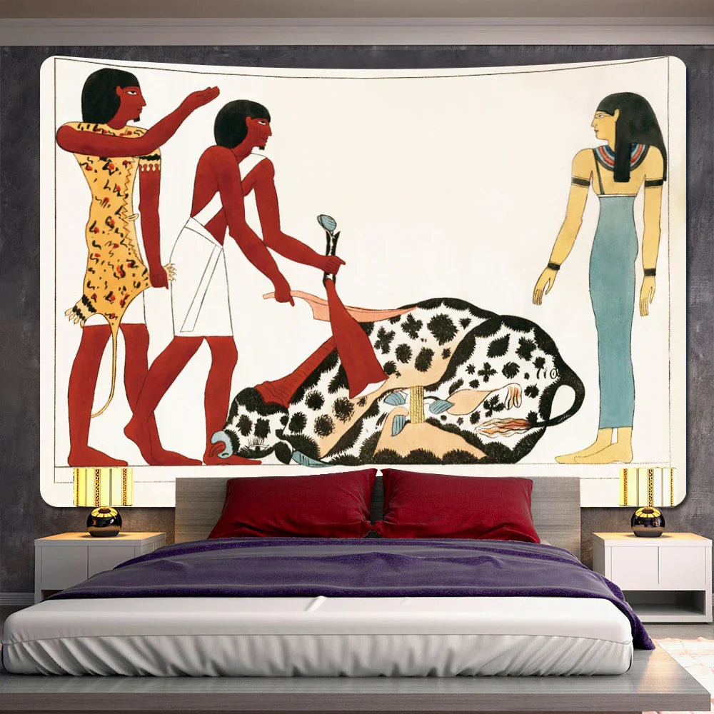 DecorBites™ Egyptian Mural Tapestry Bohemian Home Decor Yoga Mat Sofa Blanket