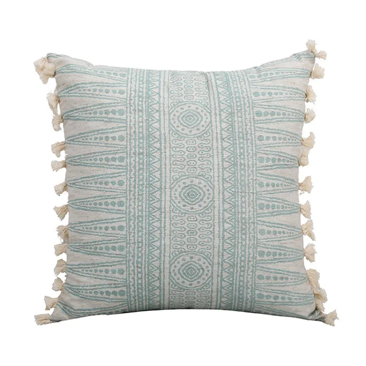 DecorBites™ Green Tassel Pillow Cover 45x45cm/30x50cm Cotton Linen for Home Decor