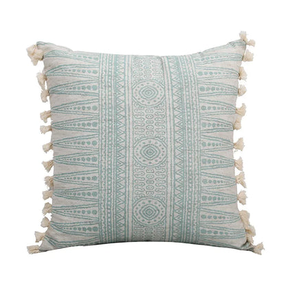 DecorBites™ Green Tassel Pillow Cover 45x45cm/30x50cm Cotton Linen for Home Decor
