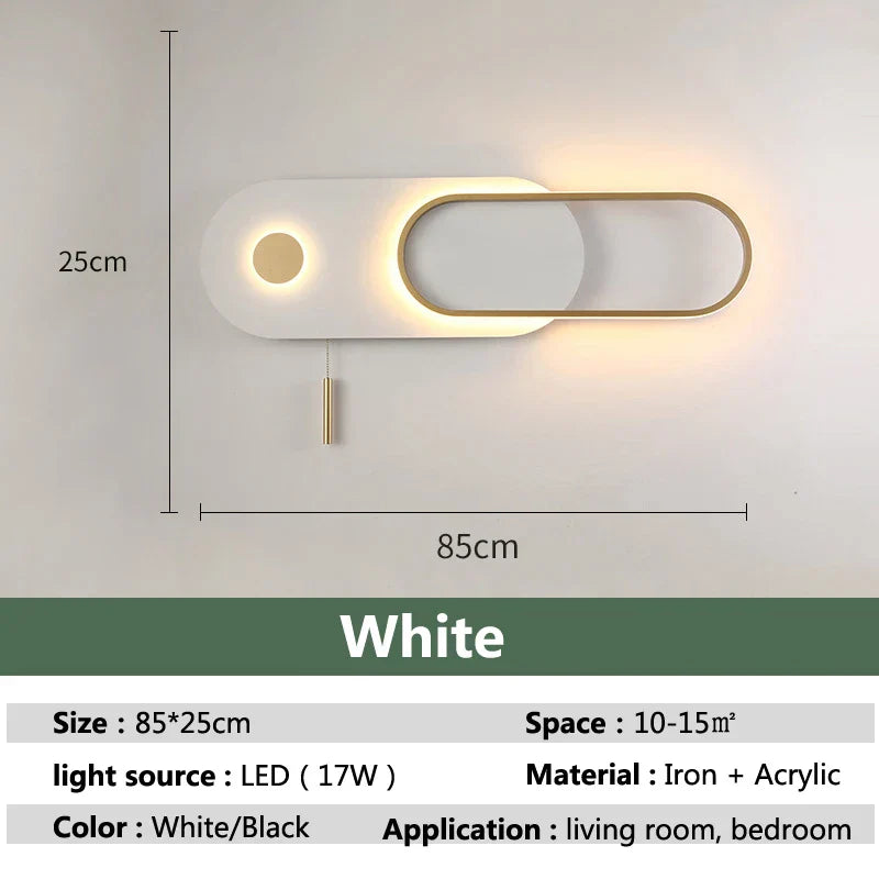 DecorBites™ LED Wall Lamp Nordic Design Modern Living Room Bedroom 17W Black White