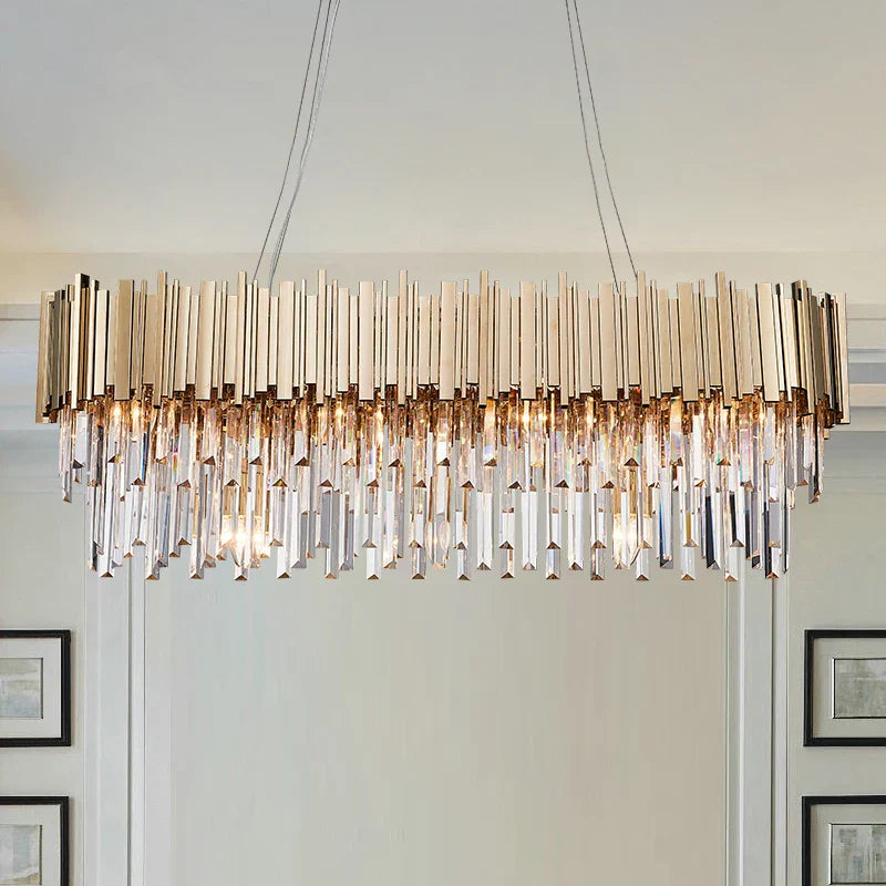 DecorBites™ Gold Metal LED Pendant Lights Adjustable Living Room Dining Round Fixture