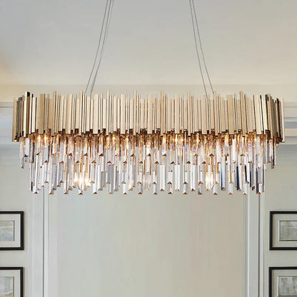 DecorBites™ Gold Metal LED Pendant Lights Adjustable Living Room Dining Round Fixture