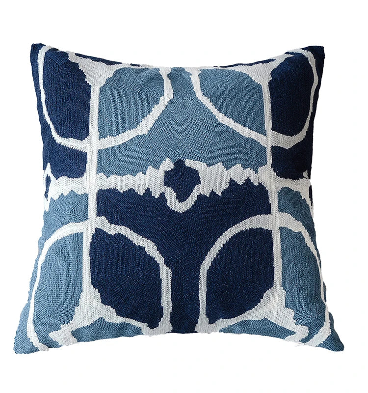 DecorBites™ Grey Embroidered Cotton Pillow Cover 45x45cm for Home Decor and Living Room