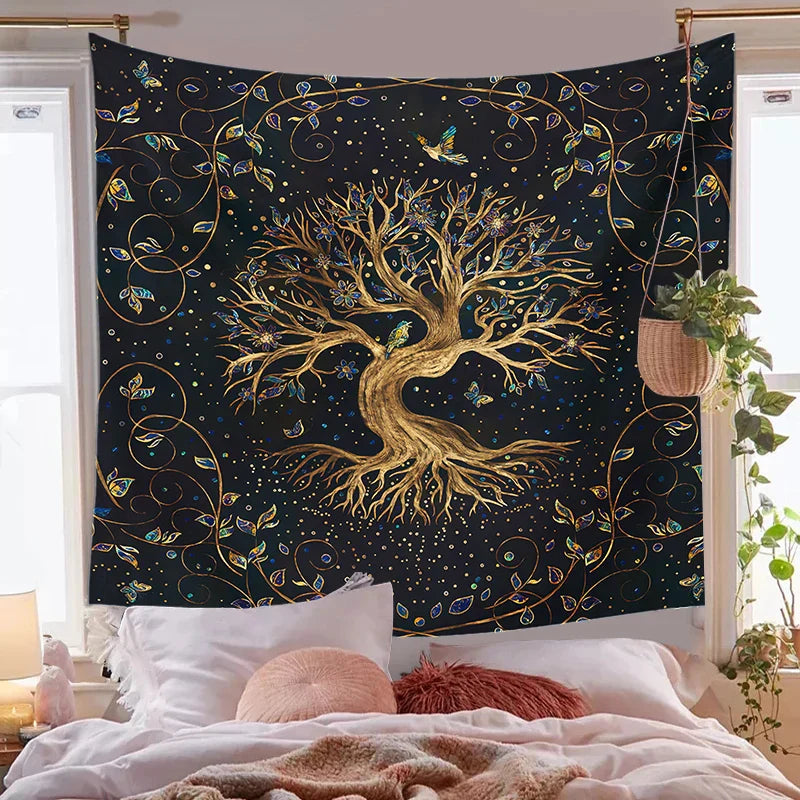 Life Trees Bohemian Decorative Tapestry by Decobites - Large Size Yoga Mat Sofa Blanket