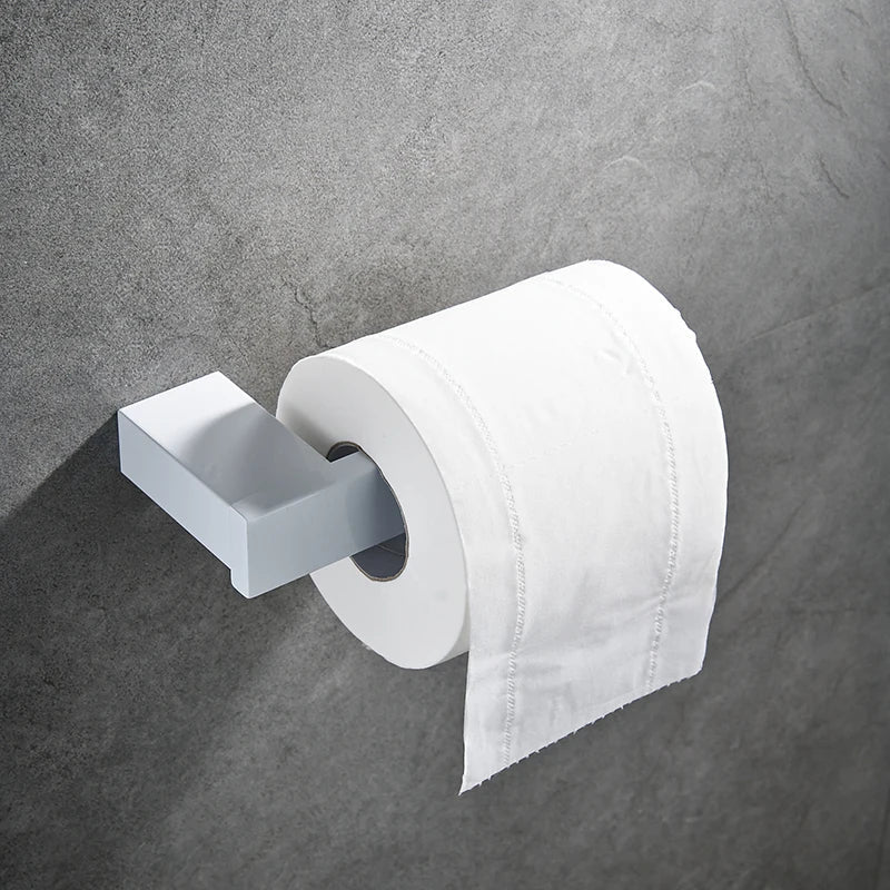 DecorBites™ 7-Piece Bathroom Hardware Set in White for Towels and Toiletries