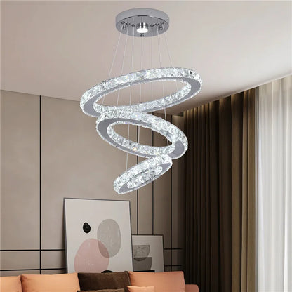 DecorBites™ Crystal Triangle Chandelier: Modern K9 Pendant Light for Living & Dining Room