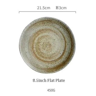 DecorBites™ Japanese Style Handmade Stoneware Dinnerware Set - Round Plates and Bowls