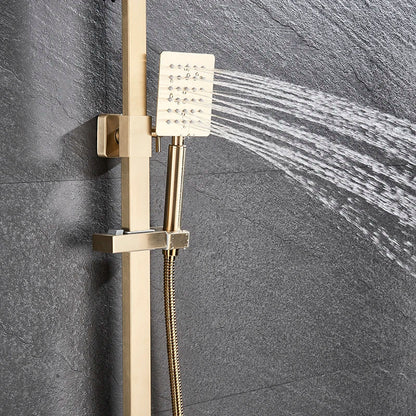 Mezclador de ducha DecorBites™ en oro cepillado con caño giratorio para bañera y rociador tipo lluvia de 8".