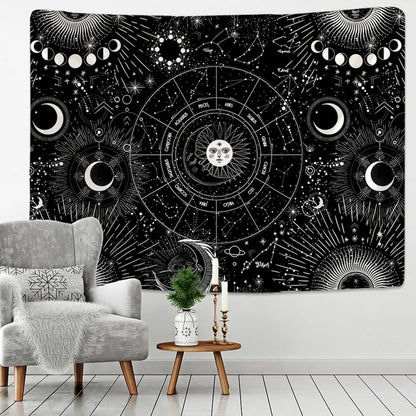 Decobites Sun Moon Mandala Starry Sky Tapestry Wall Hanging for Boho Home Décor