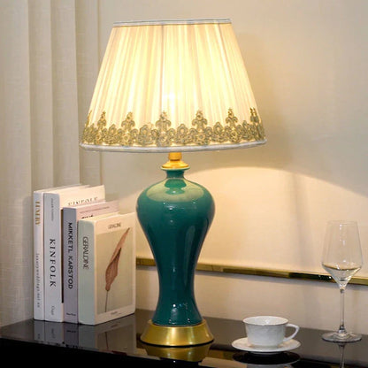 DecorBites™ American Luxury Ceramic Table Lamp - European Style Bedroom Bedside Light