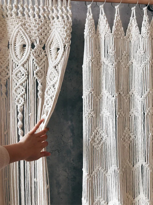 Macrame Cotton Door Curtain | Boho Wall Hanging Tapestry by Decobites