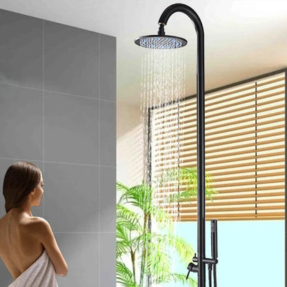 Juego de ducha exterior LED DecorBites™ negro con cabezal de lluvia de 10".