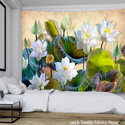 Decobites Lotus Leaf Tapestry: Indian Scenery Wall Hanging for Bedroom Decor