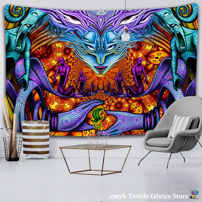 Decobites Trippy Tapestry Hippie Wall Hanging for Witchcraft Decor