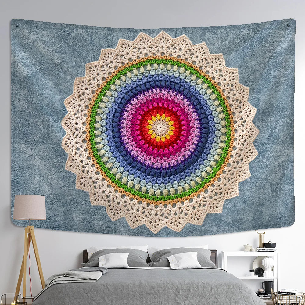 Decobites Indian Mandala Tapestry Wall Hanging Beach Shawl Mat Blanket Bohe Tapestries