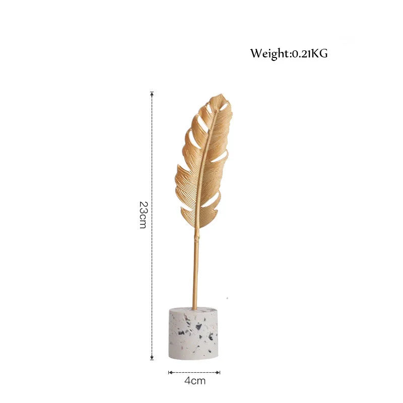 Decorbites™ Goldblatt-Dekorationen auf Marmorsockel – Kreative Metallhandwerkskunst für die Raumdekoration