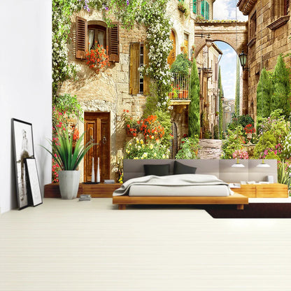 Tapiz DecorBites™ con paisaje de plantas verdes | Tapiz bohemio para pared en City Castle Hill