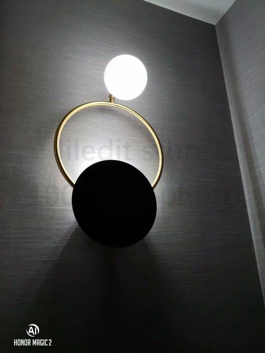 Decorbites™ Lámpara de pared de anillo dorado para decoración de dormitorio, sala de estar y pasillo