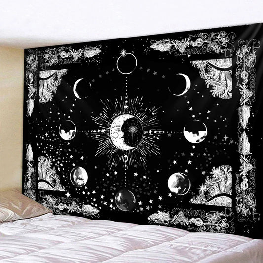 Decobites Sun Moon Mandala Tapestry: Bohemian Hippie Home Decorative Wall Hanging