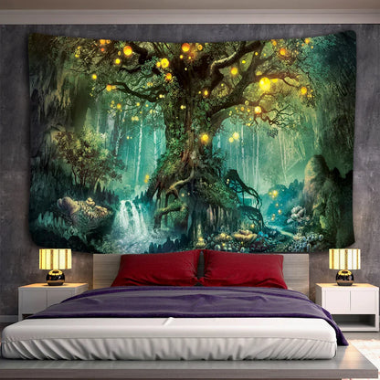 Decobites Ancient Trees Tapestry: Psychedelic 3D Print Wall Hanging for Boho Decor