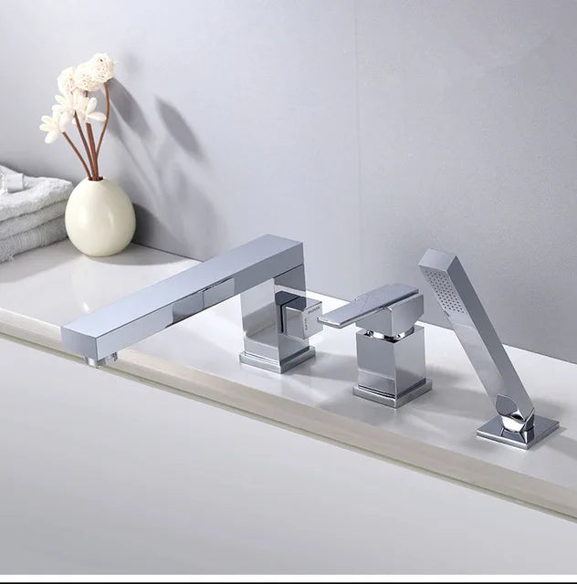 DecorBites™ Brushed Gold 3-Hole Widespread Bath and Shower Faucet with Hand Shower Head