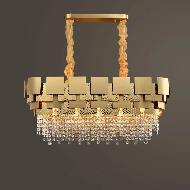 Decorbites™ Lámpara colgante de acero inoxidable Golden Crystal para vestíbulo elegante