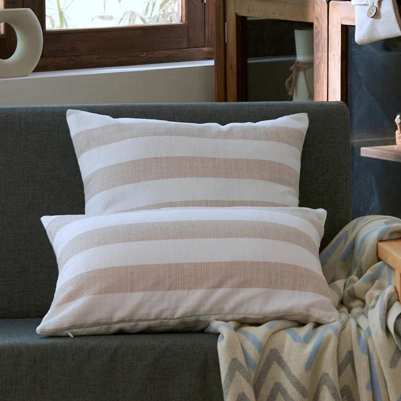DecorBites™ Linen Stripe Cushion Cover - 45x45cm & 30x50cm Home Decor for Living Room