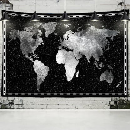 Decobites Geometric World Map Tapestry Wall Hanging: 3D Print Decor Yoga Mat Sleeping Pad