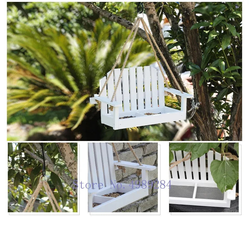 DecorBites™ Bird Feeder Chair: Outdoor Garden Patio Decoration with Wooden Design