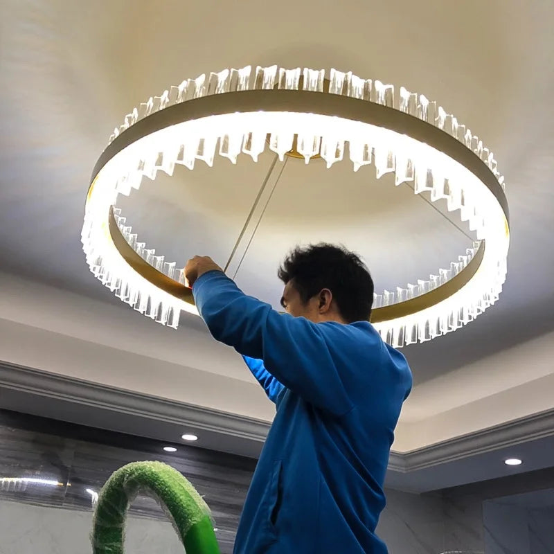 مصباح حلقي LED من ثريا كريستال DecorBites™ لغرفة الطعام وغرفة المعيشة وغرفة النوم