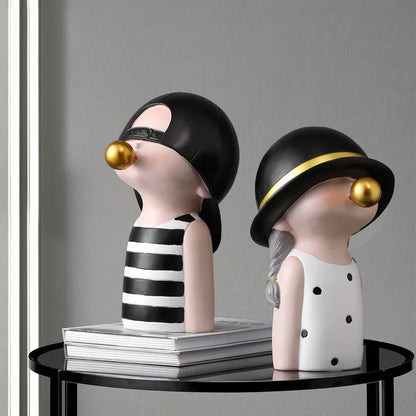 DecorBites™ Bubble Gum Blowing Character Statue for Modern Home Decor