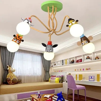 DecorBites™ مصباح سقف LED للحيوانات: قرد وحشي زرافة مصباح للأطفال لغرفة النوم.