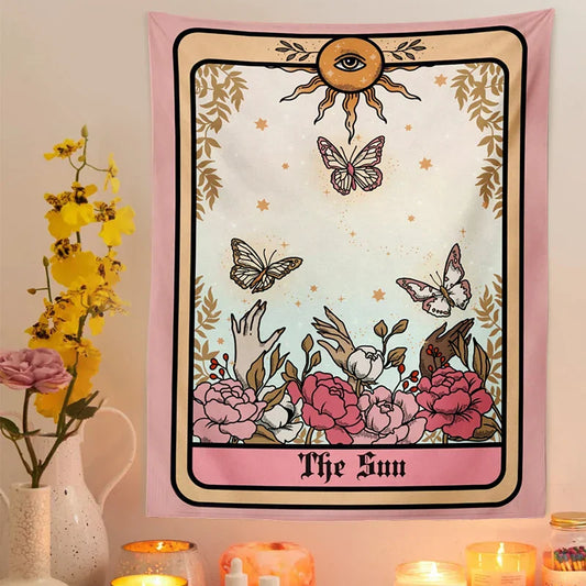 Decobites Sun Tarot Tapestry Wall Hanging: Boho Witchcraft Decor for Home, Dorm, Girls.