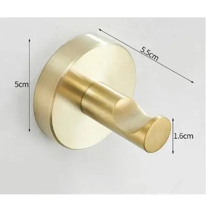 DecorBites™ Brushed Gold Stainless Steel Robe Hook Wall Mounted Bathroom Hardware Hanger